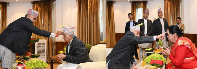  राष्ट्रपति पौडेलद्वारा शुभ साइतमा विजया दशमीको टीका ग्रहण 